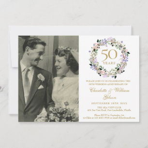 Invitation Photo de guirlande florale pour 50e anniversaire d
