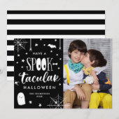 Invitation Photo de Halloween Spooktacular noir et blanc mign (Devant / Derrière)