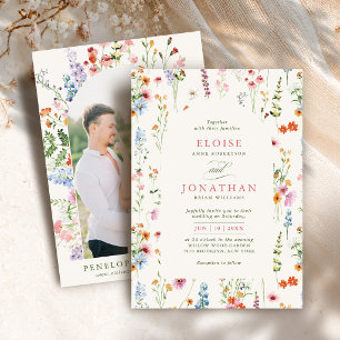 Invitation Photo de jardin de prairie printanière de fleurs s