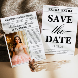 Invitation Photo de journal moderne et unique pour Quinceaner