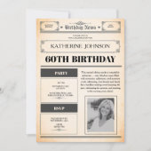 Invitation Photo de journal pour 60e anniversaire (Devant)