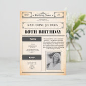 Invitation Photo de journal pour 60e anniversaire (Debout devant)