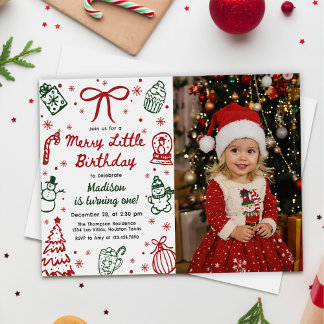 Invitation Photo de joyeux anniversaire de Noël dessiné à la