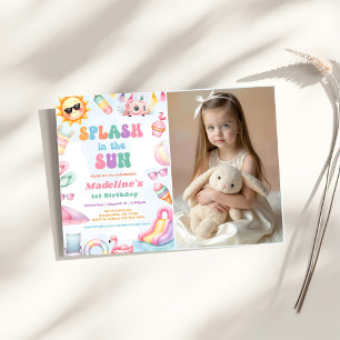 Invitation Photo de joyeux anniversaire Editable Summer Splas