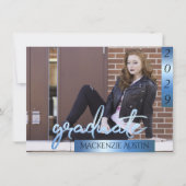 Invitation Photo de la 2e année | Bleu Script Cool Brush Keep (Devant)