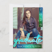 Invitation Photo de la 2e année | Ombre Script Dark Blue Keep (Devant)