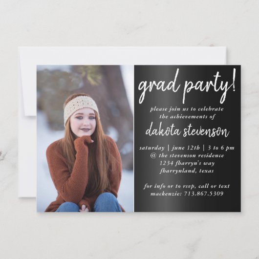 Invitation Photo de la 2e année | Script Chic Simple Keepsaké (Dos)