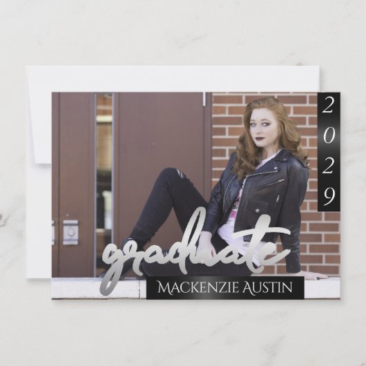 Invitation Photo de la 2e année | Script Chic Simple Keepsaké (Devant)