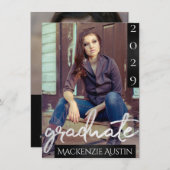 Invitation Photo de la 2e année | Script Chic Simple Keepsaké (Devant / Derrière)