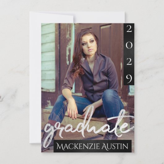 Invitation Photo de la 2e année | Script Chic Simple Keepsaké (Devant)