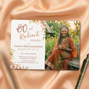 Invitation Photo de la 80e année chic automne boho