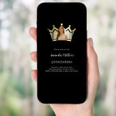 Invitation Photo de la couronne noire Quinceanera