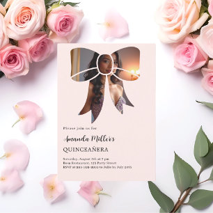 Invitation Photo de la crème de l'arc élégante Quinceanera