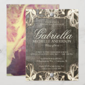 Invitation photo de la dentelle rustique (Devant / Derrière)