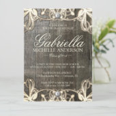 Invitation photo de la dentelle rustique (Debout devant)