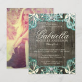 Invitation photo de la dentelle rustique (Devant / Derrière)