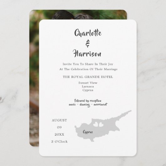 Invitation photo de la destination Mariage de Chyp (Devant / Derrière)