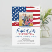 Invitation Photo De La Famille Du Drapeau Américain Du Parti  (Debout devant)
