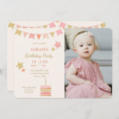 Invitation Photo de la fête d'anniversaire (Devant / Derrière)