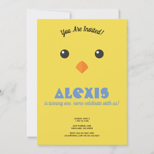 Invitation photo de la fête d'anniversaire de Chic (Devant)