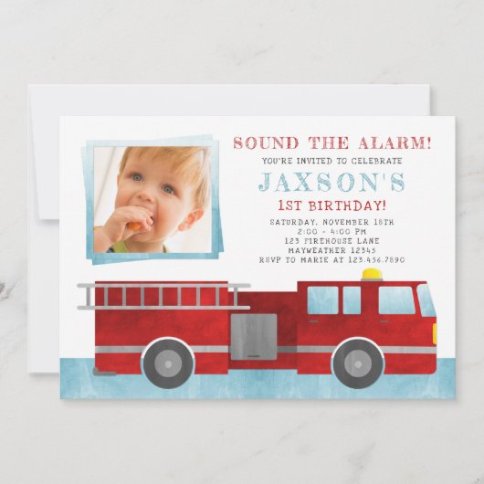 Invitation photo de la fête d'anniversaire de Fire (Devant)