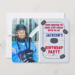 Invitation Photo de la fête d'anniversaire de hockey sur glac