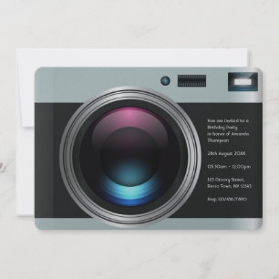 Invitation Photo de la fête d'anniversaire de la caméra rétro