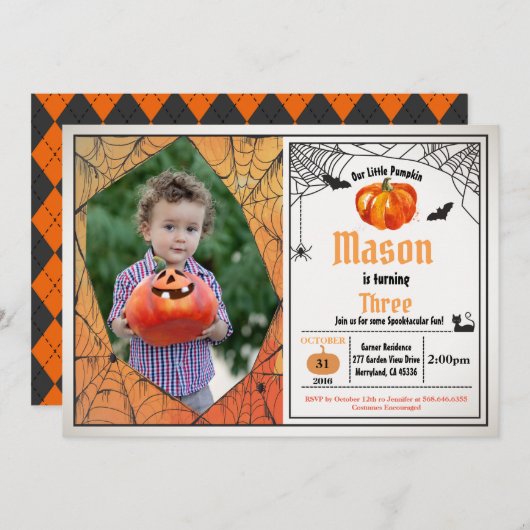 Invitation Photo de la fête d'anniversaire de l'enfant citrou (Devant / Derrière)