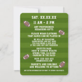 Invitation Photo de la fête d'anniversaire du football améric (Dos)