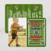 Invitation Photo de la fête d'anniversaire du football améric (Devant / Derrière)