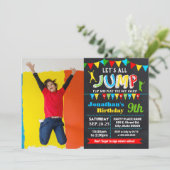 Invitation Photo de la fête d'anniversaire trampoline bounce (Debout devant)