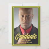 Invitation Photo de la fête de graduation Carton vert et or (Dos)