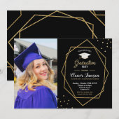 Invitation Photo de la Fête de graduation géométrique de l'or (Devant / Derrière)