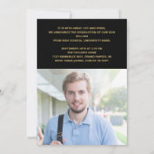 Invitation Photo De La Fête De Graduation Moderne Noir Et Or (Dos)