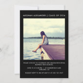 Invitation Photo de la fête de graduation noire et blanche (Devant)