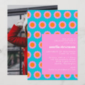 Invitation Photo de la fête de graduation Retro Blue Rose Mod (Devant / Derrière)