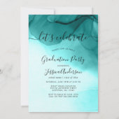 Invitation Photo de la fête de graduation Turquoise Blue Ink (Dos)