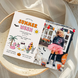 Invitation Photo de la fête de Halloween au bord de la piscin