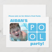 Invitation photo de la fête de la piscine d'été bl (Devant / Derrière)