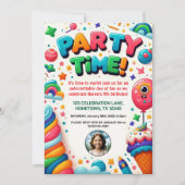 Invitation photo de la fête des Anniversaires de e (Devant)