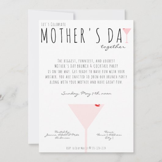 Invitation Photo de la Fête des Mères, Martini Cocktail moder (Devant)