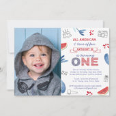 Invitation Photo de la fête du 1er anniversaire de l'American (Devant)