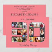 Invitation Photo de la fête du 30e anniversaire Collage rose (Devant / Derrière)