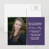 Invitation photo de la fête moderne Purple Gold (Devant / Derrière)