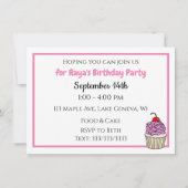 Invitation Photo de la fille rose personnalisée Anniversaire (Dos)