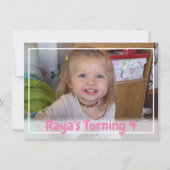 Invitation Photo de la fille rose personnalisée Anniversaire (Devant)