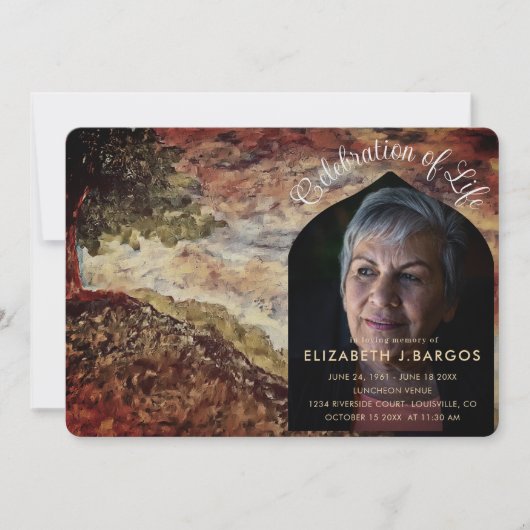 Invitation Photo de la forêt rustique Célébration de la vie (Devant)
