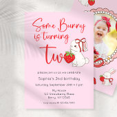 Invitation Photo de la fraise Bunny 2e anniversaire