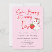 Invitation Photo de la fraise Bunny 2e anniversaire (Devant)