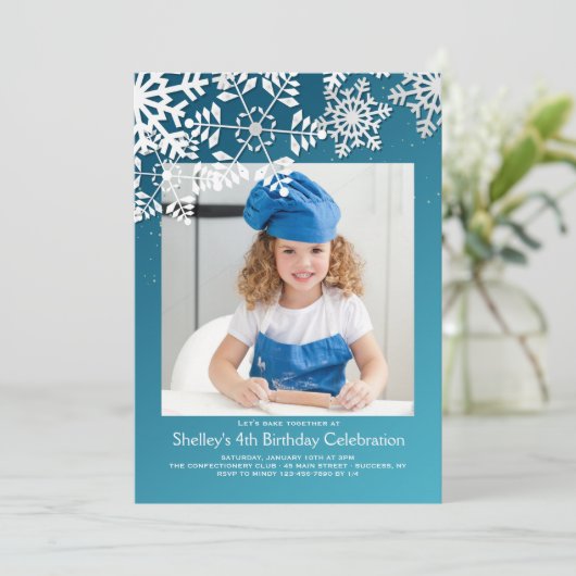 Invitation photo de la frontière de flocon de neig (Debout devant)